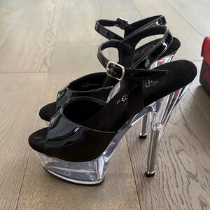 Pleaser Black Women's Heels with Ankle Strap